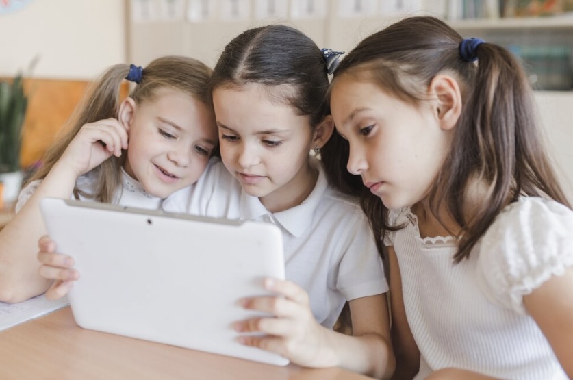 Children playing tablet