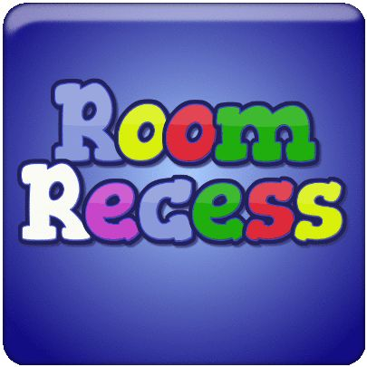 Room recess in colored letters on a blue background
