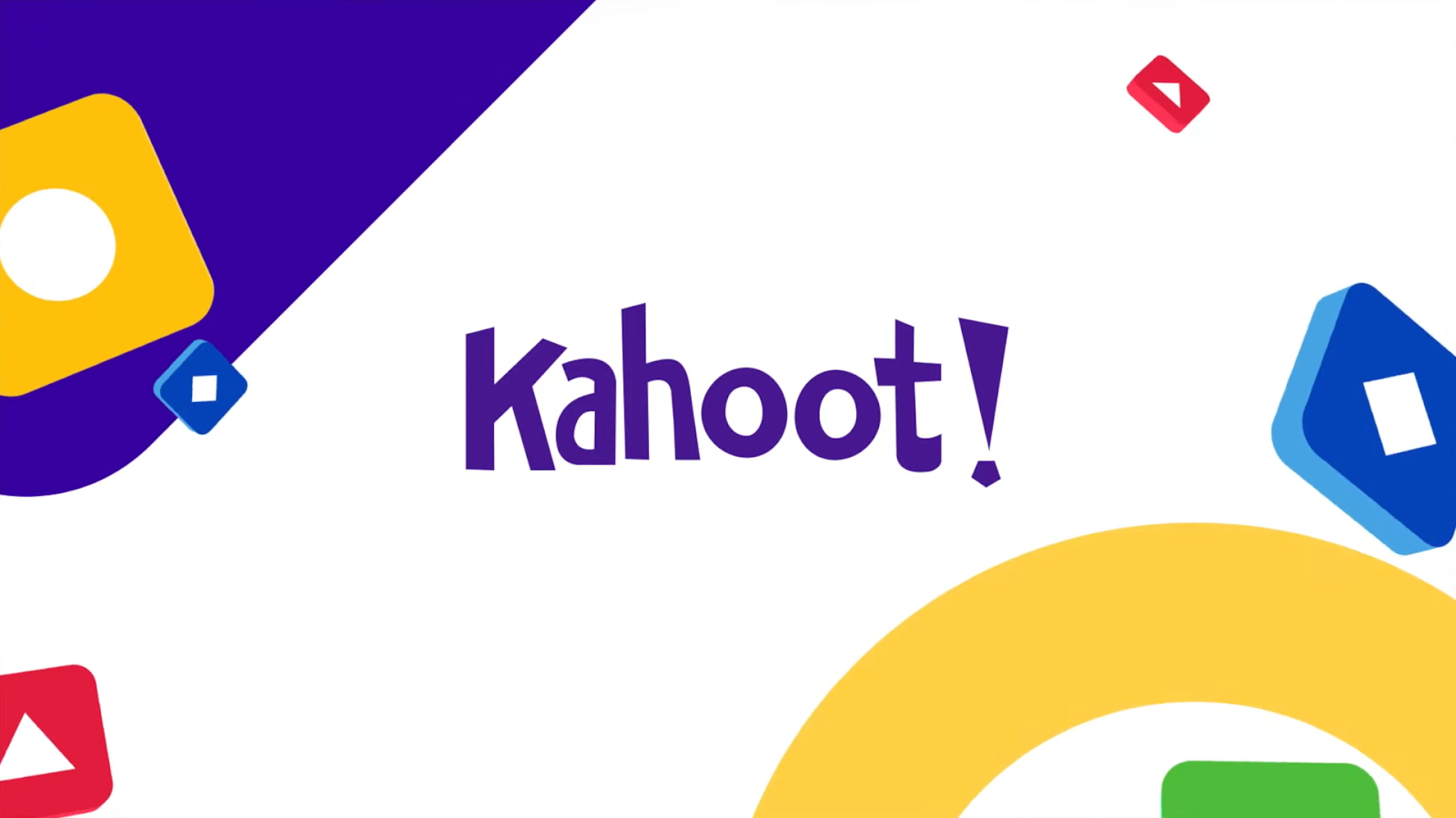 A vibrant Kahoot! logo displayed against a white background with colorful shapes