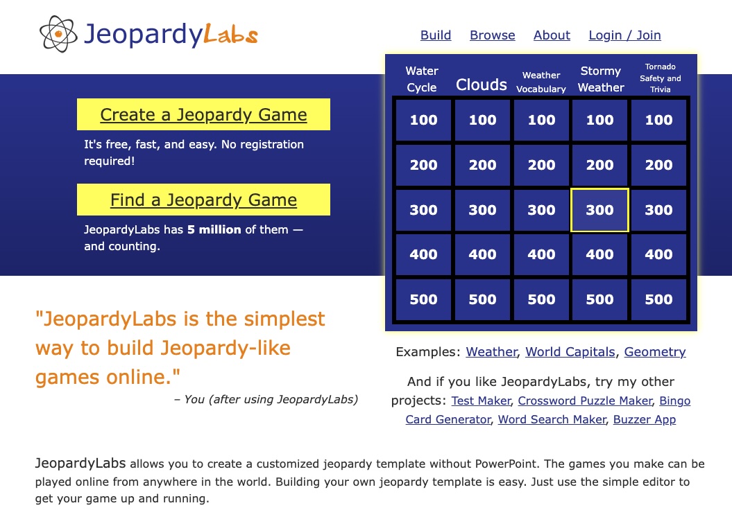 Jeopardy Labs Homepage