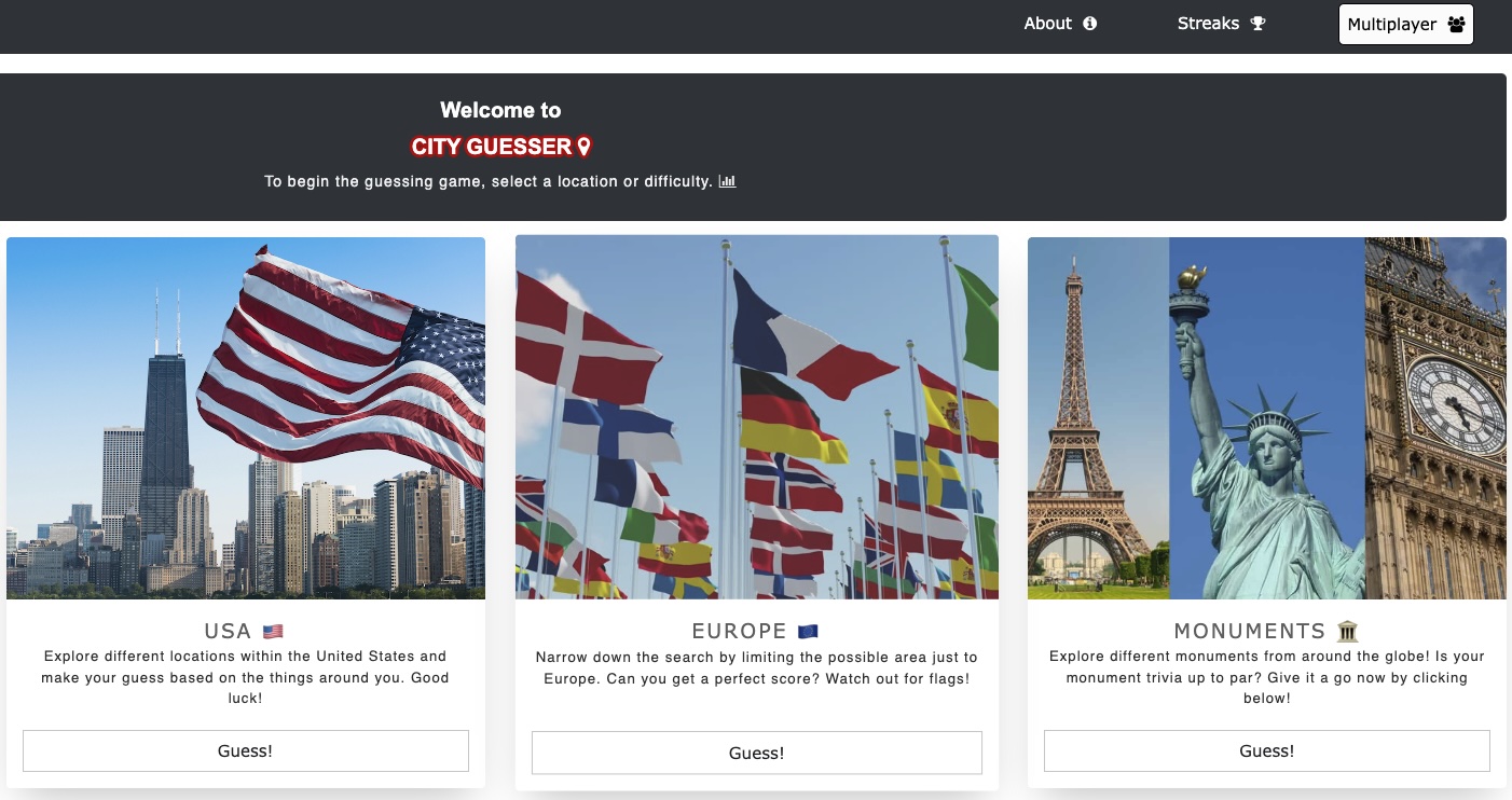City Guesser Homepage